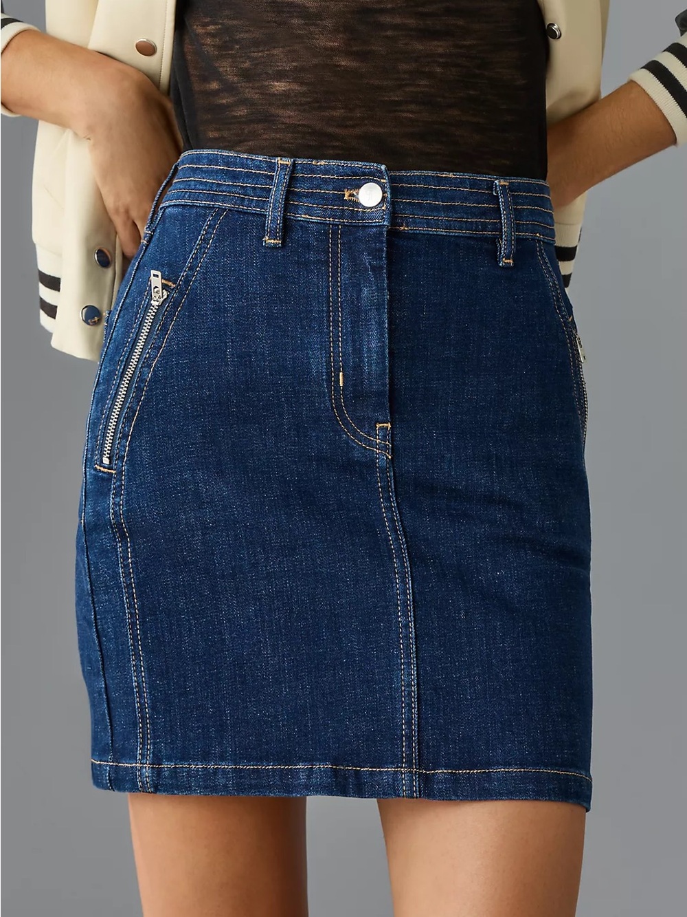 NWT Sold Out Anthropologie Pilcro Polished Denim Mini Skirt Dark Wash MSRP $110
